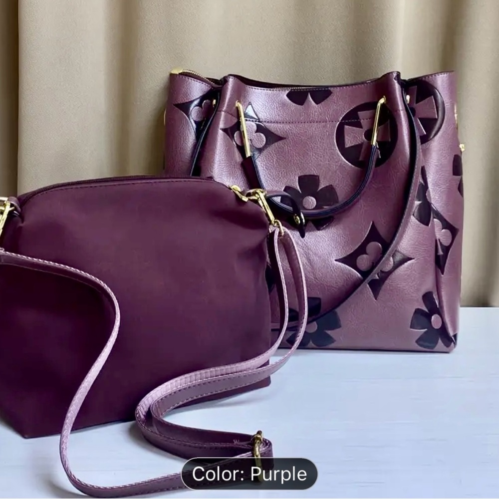 Trendy Convertible Embossed 2-Piece Bag Set~NWOT